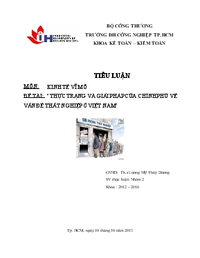 Thực trạng và giải pháp của chính phủ về vấn đề thất nghiệp ở Việt Nam